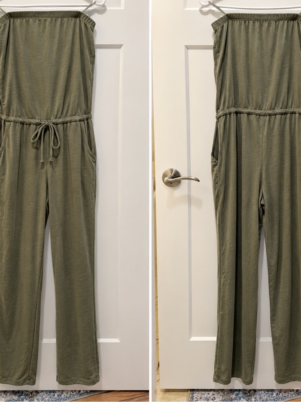 Velvet by Graham & Spencer Olive Green Strapless Jumpsuit